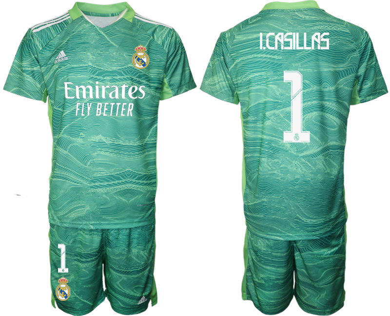 Men 2021-2022 Club Real Madrid green goalkeeper #1 Soccer Jerseys->real madrid jersey->Soccer Club Jersey